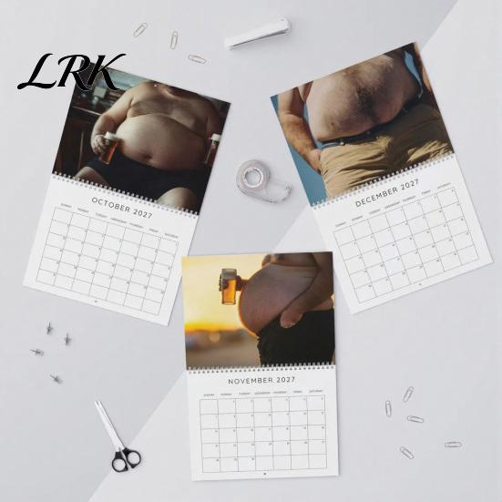 Thick Paper Monthly Organizer 2027 Beer Bellies Wall Calendar, Funny Men Photo Planner with Coil Decorative Binding for Home Office Bar Decor,