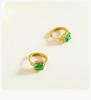 18K Gold-Plated S925 Sterling Silver Ear Cuffs with Green Square Zirconia - Luxury Retro Earrings for Women