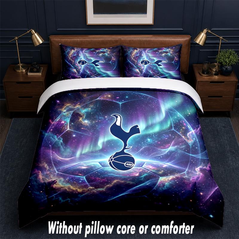 Tottenham Hotspur Design Bett Bettwäsche Set 1 Bettbezug + 2 Kissenbezüge Weich Atmungsaktiv Haushalt Bettwäsche