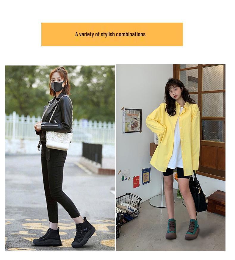 Women's Retro British Style Height-Increasing Ankle Boots - Thick-Soled High-Top for 2025 Autumn