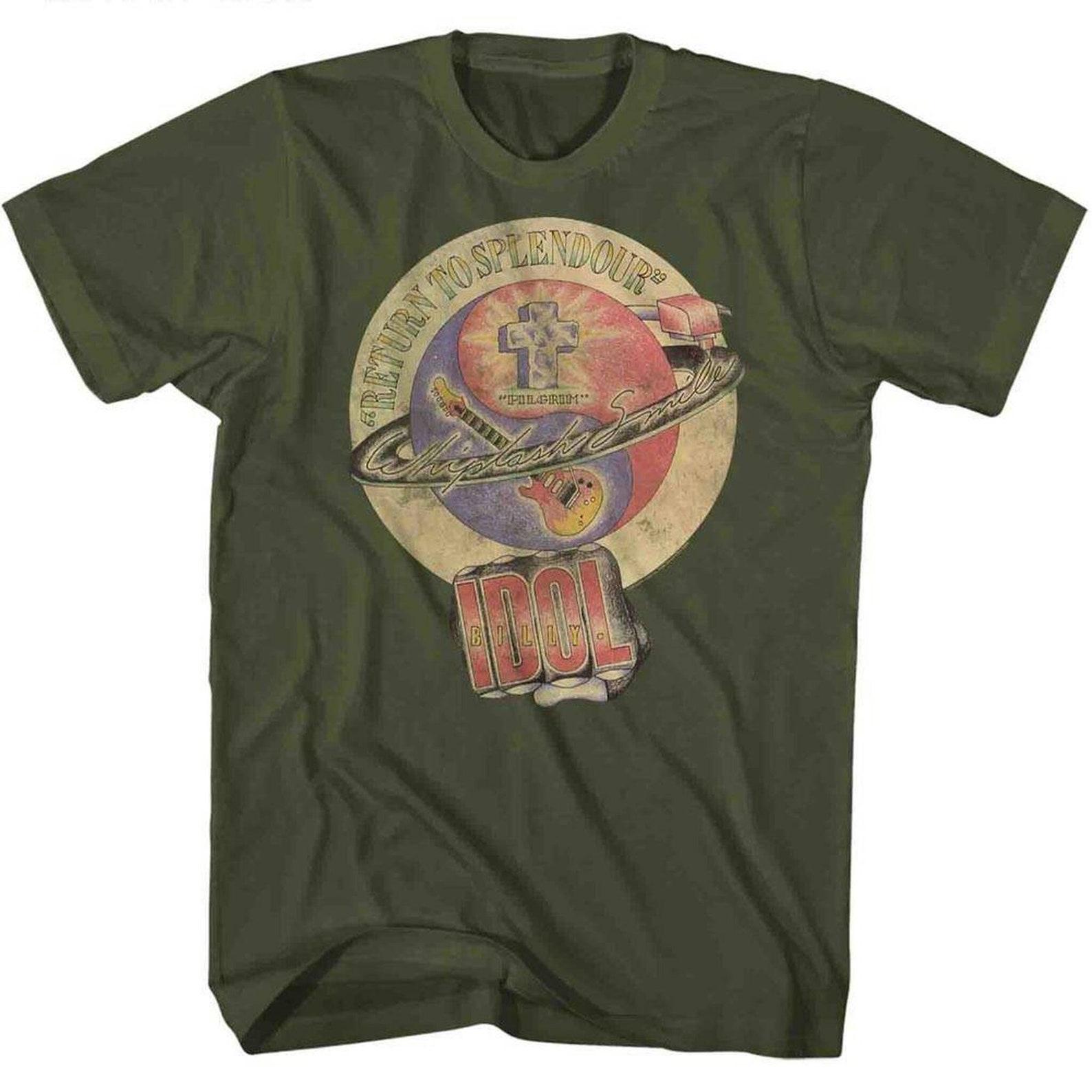 Billy Idol Whiplash Smile Military Green Adult T-Shirt 3XL