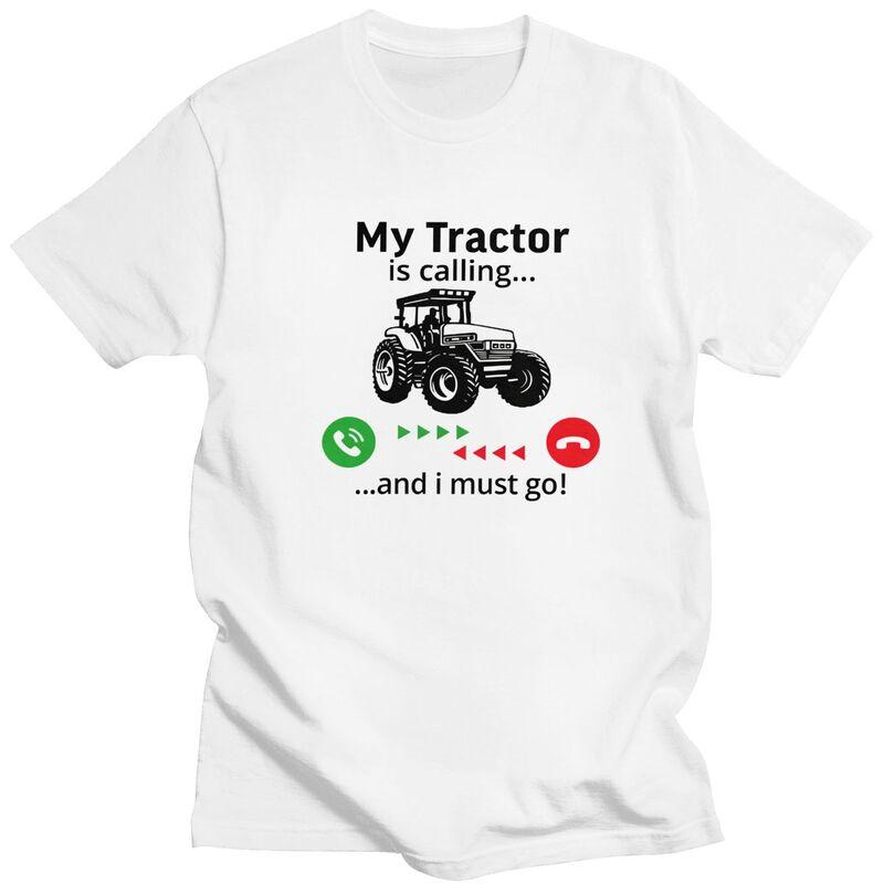 Mein Traktor Ruft T-Shirts Reine Baumwolle Kurzarm Lustiges Landwirt Fahrer T-Shirt Locker Übergröße Sommer Stil Kleidung