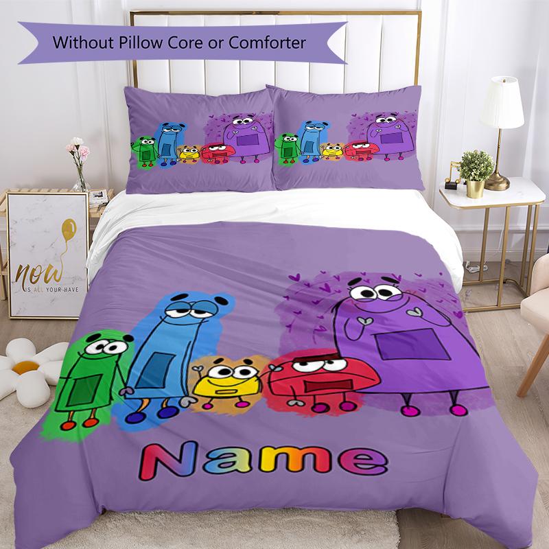 3pcs Custom Name StoryBots Bedding Set Duvet Cover Closure Includes 1 Duvet Cover & 2 Pillowcases, Soft and Comfortable for All Seasons.