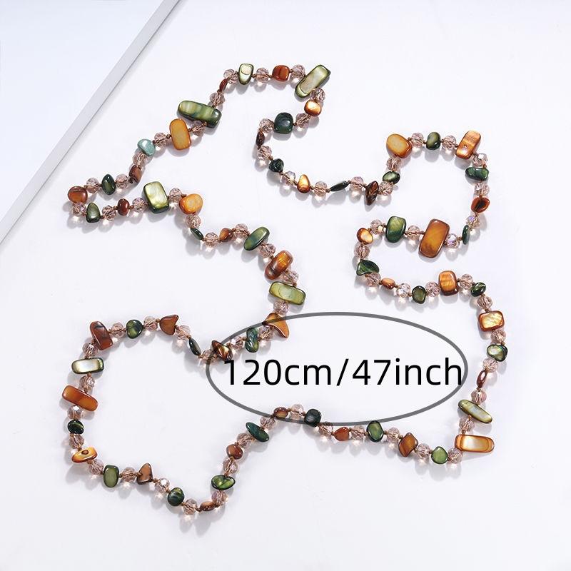 JMXD-120CM Long Shell Bead Crystal Necklace Hand Woven Colored Long Sweater Chain Candy Color Pearl Necklace