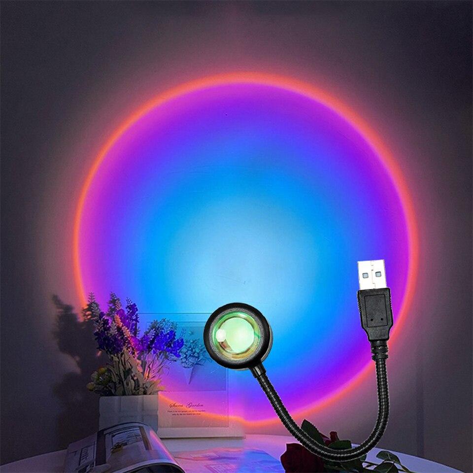 ZK40 LED Sunset Lamp Nightlights USB Projector Birthday Party Decoration Mood Lights For Bedroom Living Room Wall Photography