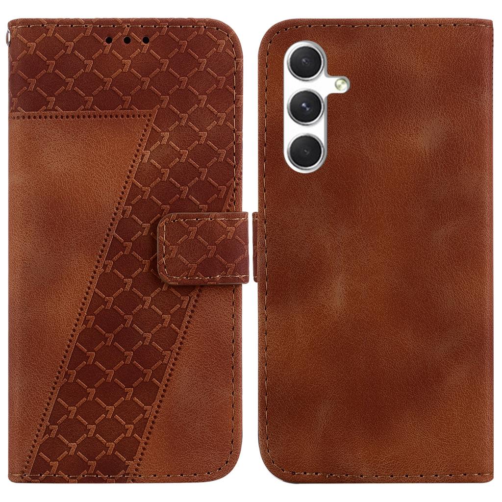 For Samsung Galaxy S25+ Stand Case 7-Shaped Pattern Imprint Leather Phone Cover