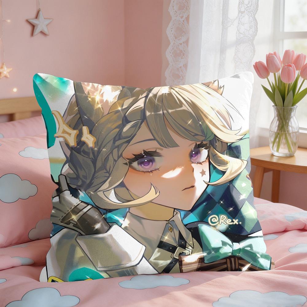 Lynette Genshin Impact Cushion Cover Square Short Plush Pillow Case Living Room Sofa Home Decor Funda X