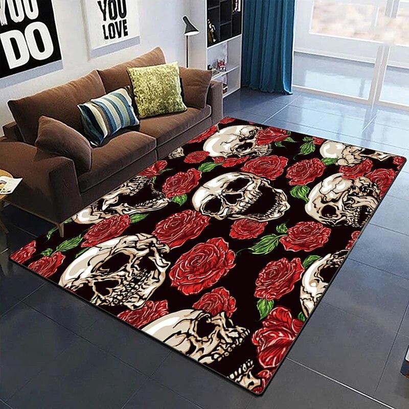 Horror Series Skulls Before Christmas Pattern Area Rug Bedroom Sponge Bedside Mat Entrance Door Carpet Washable