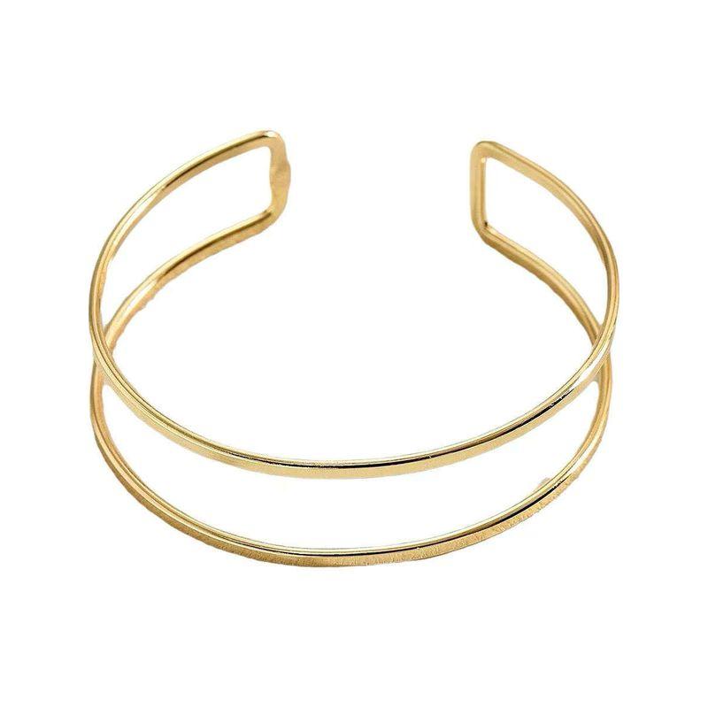 Fashion Simple Hollow Double Metal Bangle Bracelet Stylish Simple Style Opening Adjustable Arm Ring Accessories