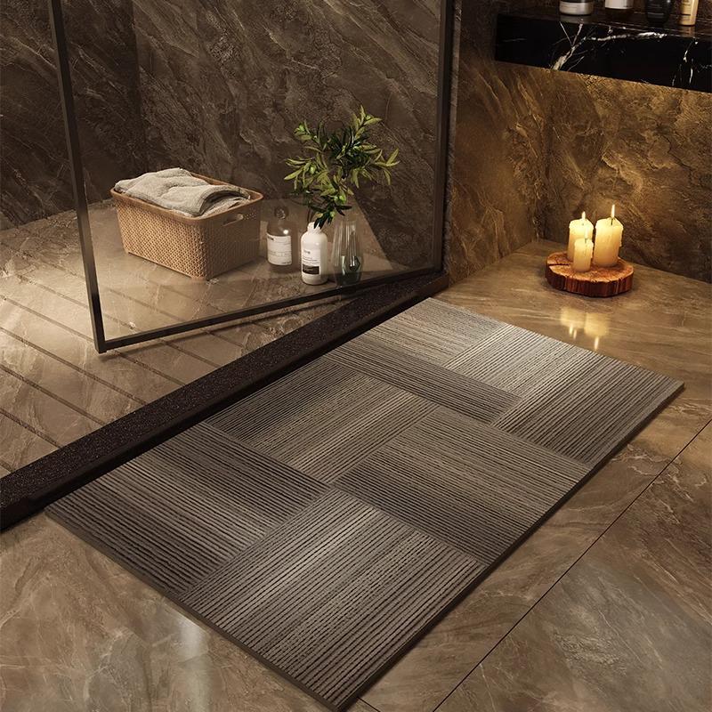 Quick-Dry, Non-Slip Diatomaceous Earth Bathroom Mat - Stylish, Absorbent, Cut-to-Fit, Stain & Wear Resistant