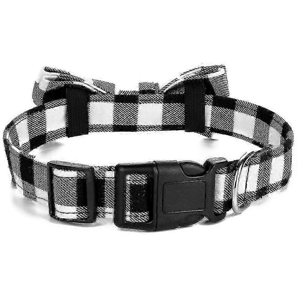 Pet Dog Cat Collar With Grid Bow Tiedetachable Bowtie Adjustable Plaid Dog Pet