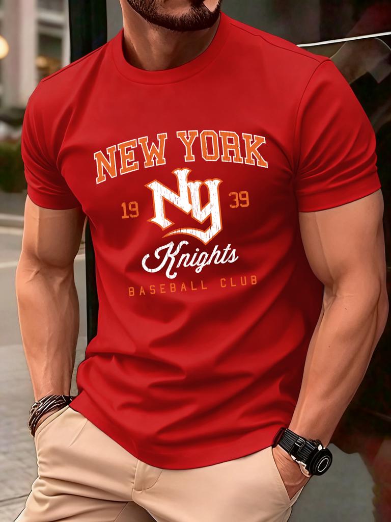 New York Baseball Club Printed TShirt Men Soft AllMatch T Shirts Cotton Casual Clothing Crewneck Oversize Man Short Sleeve