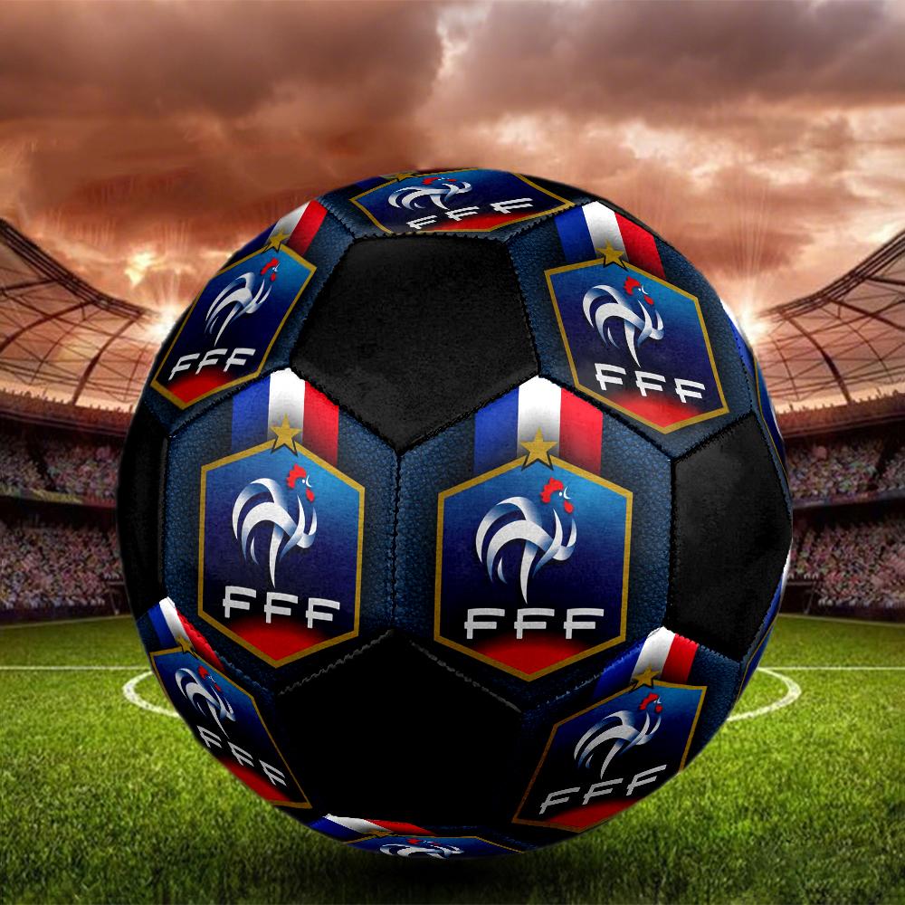 Pallone Calcio a 5 FFF Francia Colorato Cucito a Macchina PVC Misura 5 Pronto per Allenamento di Squadra Competizione Resistente Alta Rimbalzabilità Fantastico Regalo Sportivo