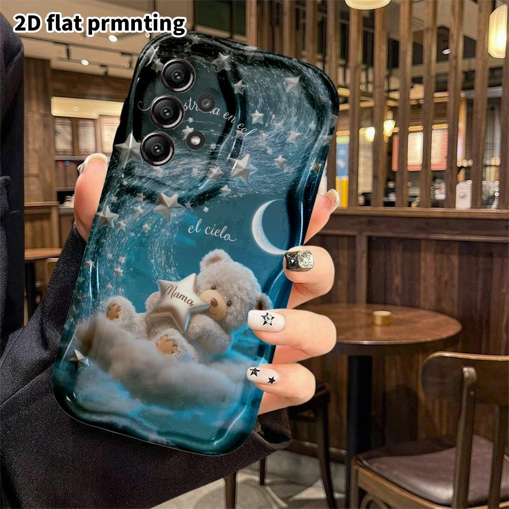 Phone Case: 2D Flat Samsung Galaxy A34 A35 S20 S22 S21 FE Plus Ultra Protective Case, Starry Sky Cloud Teddy Bear, Christmas Halloween Holiday Gift