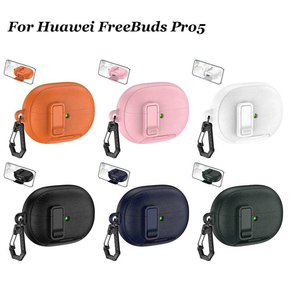 Shockproof Earphone Case with Phone Stand Leather Case for Huawei FreeBuds Pro5 Travel Use