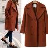 Women Plus Size Winter Woolen Trench Coat Double Breasted Mid Length Autumn Fashion Coat