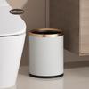 Quality Double Layer Leather Trash Can Metal Beautiful Waste Paper PU Basket Storage Bin for Bathroom  Bed Room