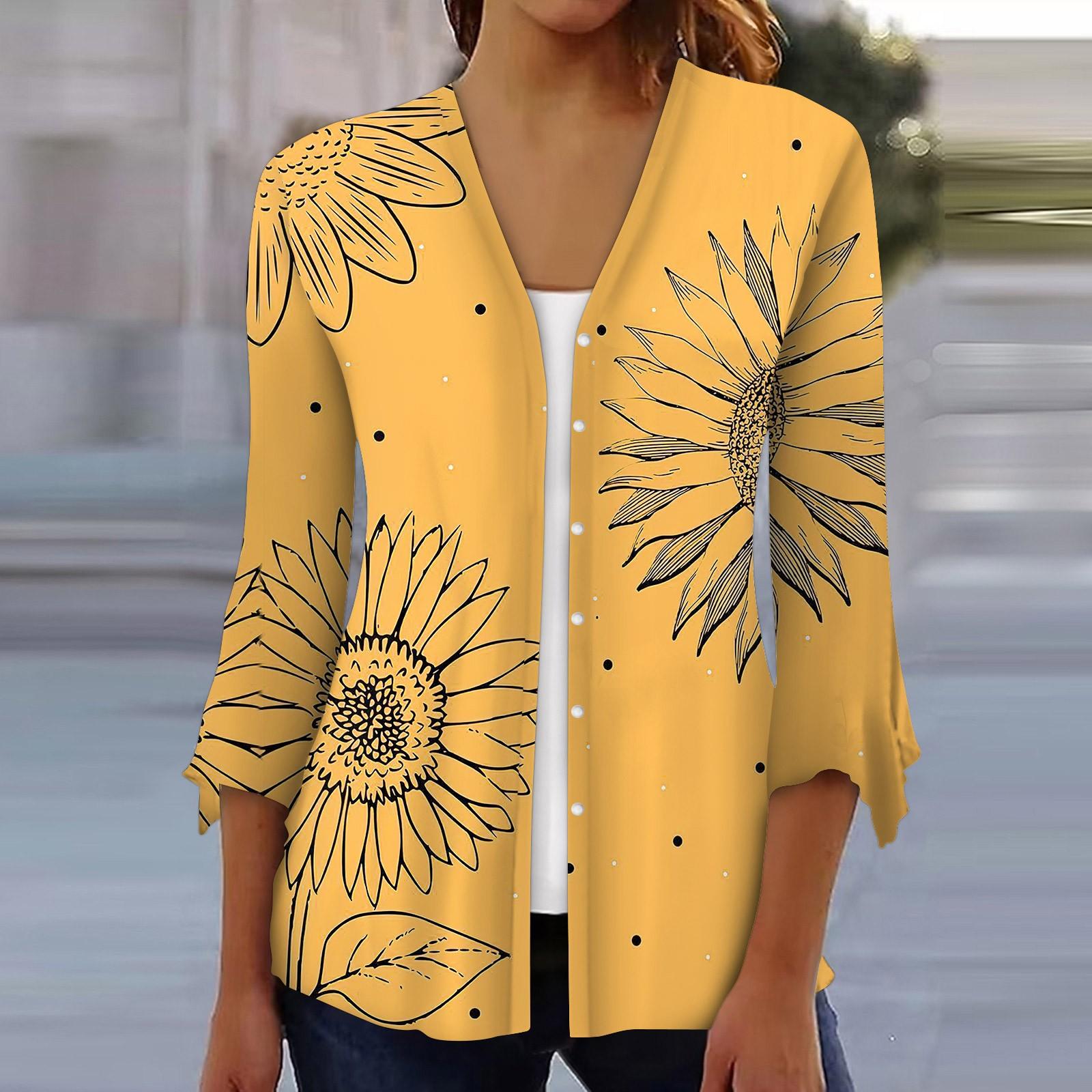 

Рубашки с рукавом 3/4 для женщин, свободная футболка с принтом, топы с v-образным вырезом и рюшами на рукавах L золотой