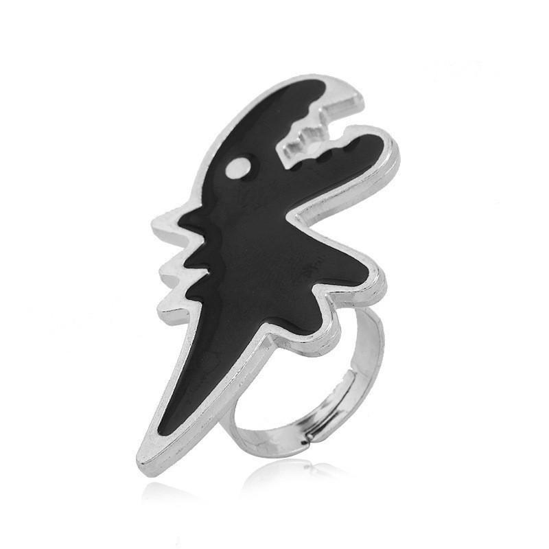 Trendy Adjustable Dinosaur Ring: Creative Japanese-Korean Design with Drip Oil for a Cool, Exaggerated Style.