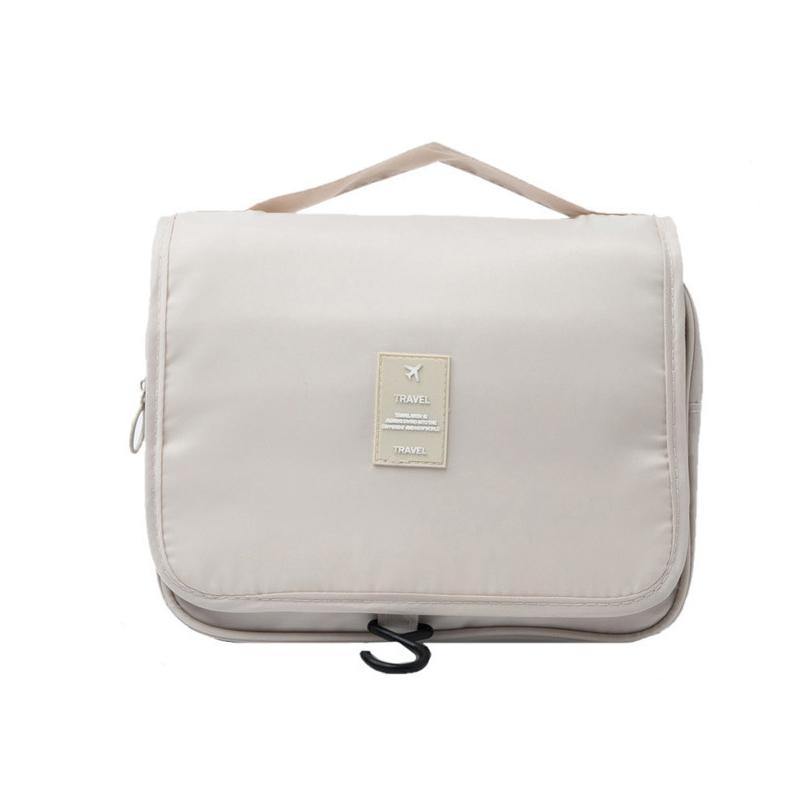 

Women Travel Pouch Waterproof Cosmetic Bag Toiletries Beauty Organizer Ladies Bathroom Neceser Makeup Storage Bag With Hook Wash бежевый