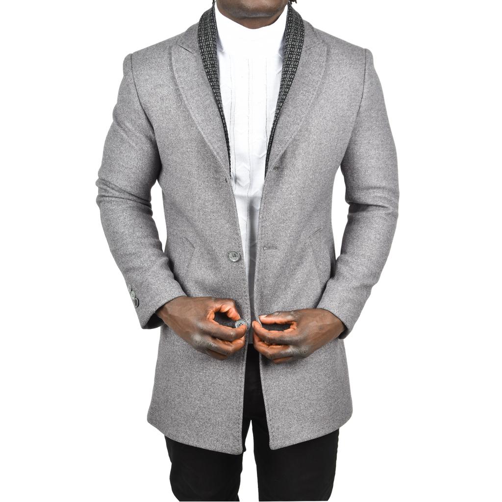 DeepSEA Çift Yaka Yakası Çıkabilen Dar Kesim Düğmeli Uzun Kaşe Kaban 2407001