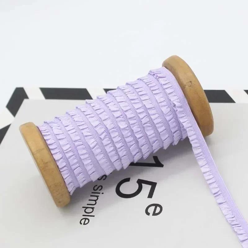 5-30Meters Meetee 10mm Elastic Bands Garment Stretch Ruffled Lace Trim Hairband Rubber Tapes DIY Clothing Sewing Accessories