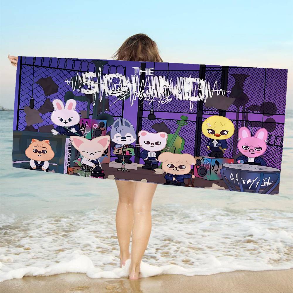 S-StrayS COOL K-Kids Kpop Microfiber Printed Beach Towel Mountain Climbing Yoga Beach Swimming Running Absorbent Soft Towel