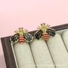 Fashion Geometric Stainless Steel Bee Earrings - Colorfast Drop Glaze Studs for Women