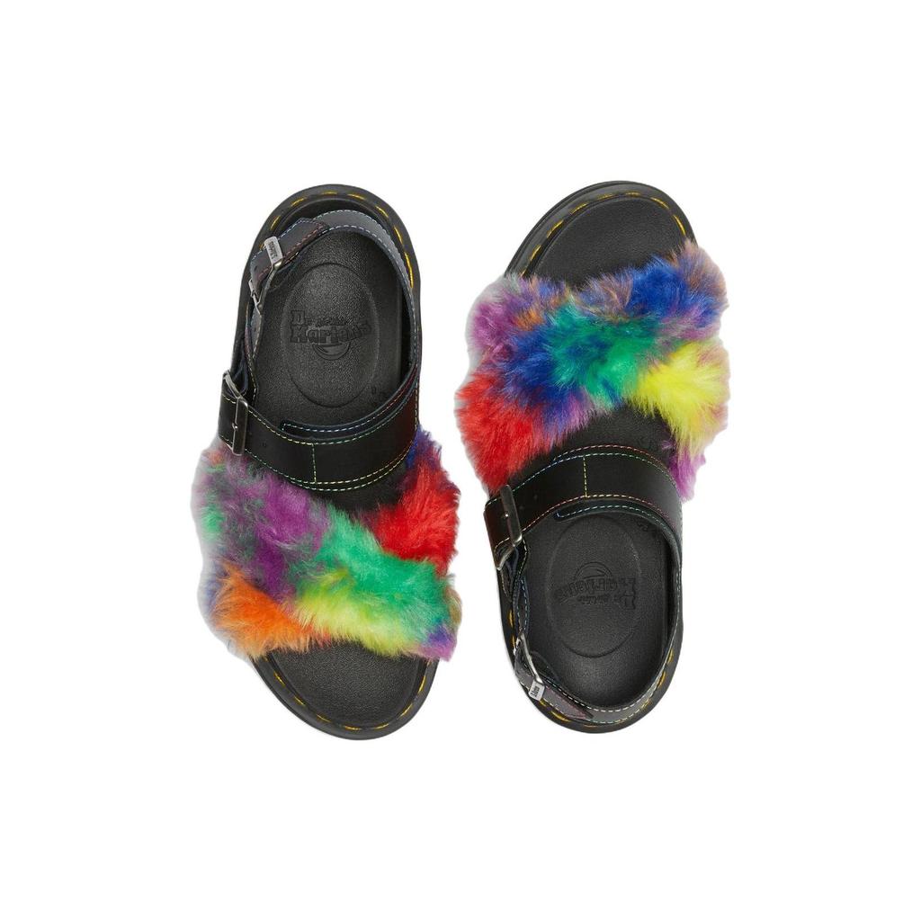 Dr. Martens Leather Fabric Fashion Buckle Thick Sole Sandals Women Sandals Black 27348889