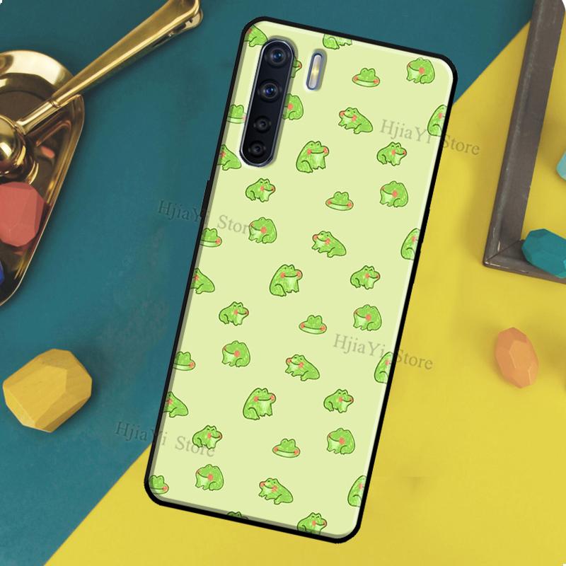 Cute Cartoon Frog Case For OPPO A96 A76 A16 A94 A74 A54 A77 A17 A16 A52 A72 A91 A93 A5 A9 A31 A53 A57s Cover