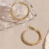 LNCHRAN Golden Light Luxury Copper Hoop Earrings with Synthetic Zirconia Faceted Beads