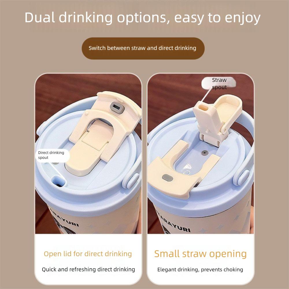 Cute Cartoon Capybara Thermal Cup 560ml Stainless Steel Insulated Water Bottle with Hand Leak-proof Double Drink Cup