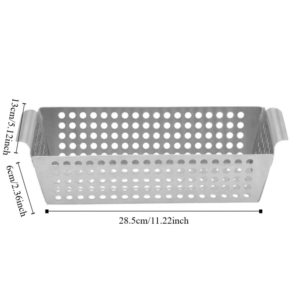 Stainless Steel Grilling Plate Leakage Hole Design BBQ Tray Frying Food Holding Pan Outdoor