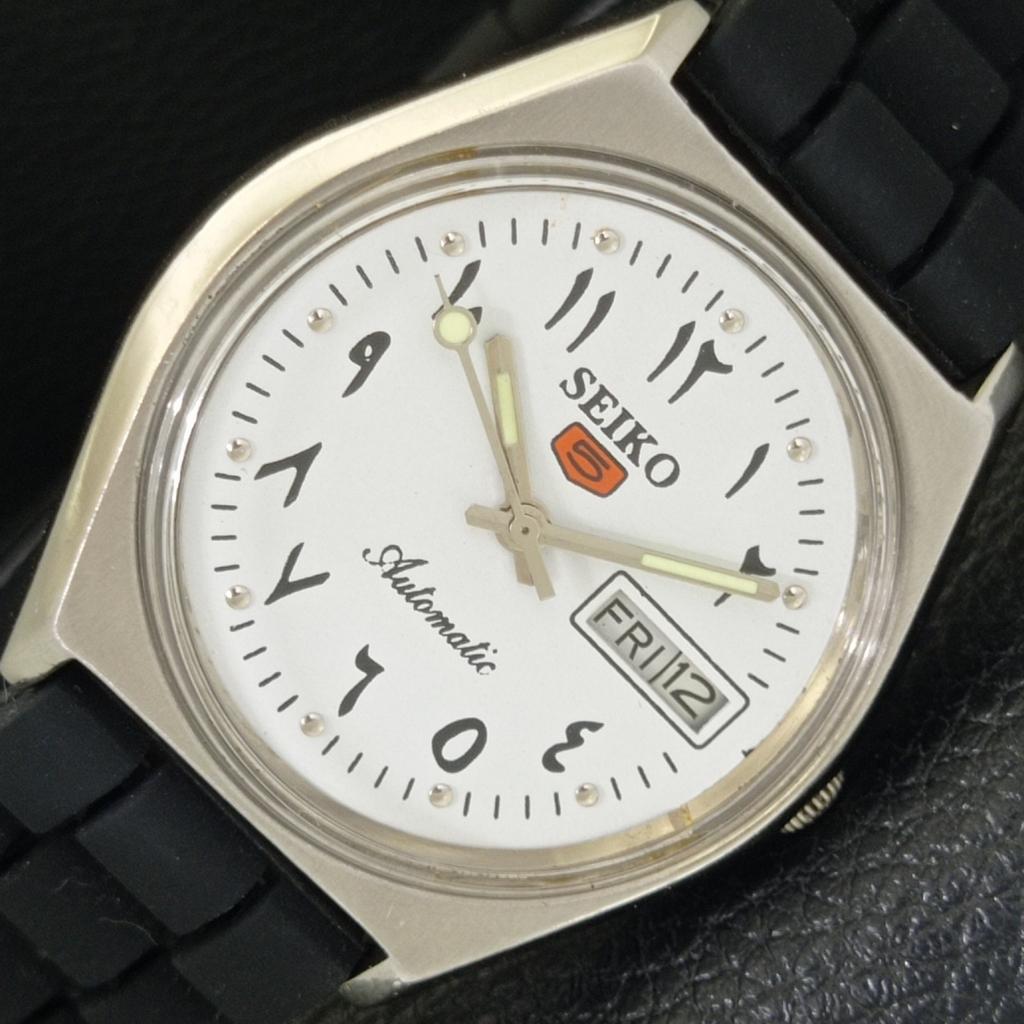 

SEIKO 5 AUTOMATIC 6309A VINTAGE JAPAN MENS ARABIC WHITE DIAL WATCH a701414-5 R206b-a701414