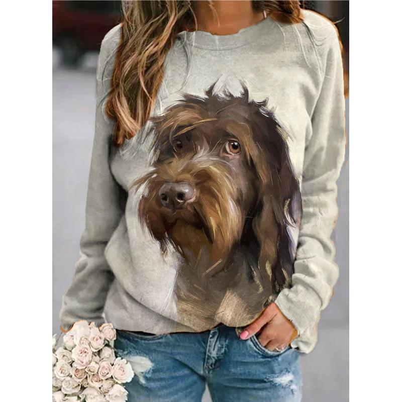 Cute cat, dog, animal Jesus 3D printed sports shirt for women's autumn shoulder long sleeved pullover Harajuku top for women's clothing