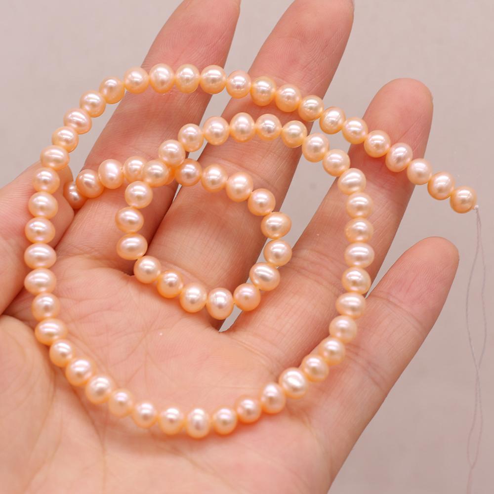 1String, Round Pearl 5-5.5mm, Fashion Women Natural Freshwater Pearl Beads for Jewelry Making DIY Crafts, Luxury Bulk Gifts 36cm