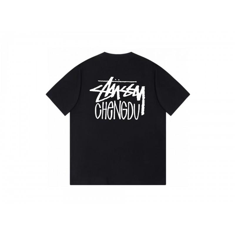 Stussy Short Sleeve T-Shirt Teens Loose Fit 270g Cotton Round Neck Casual Wear