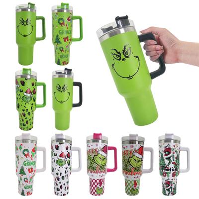 Weihnachtsbecher 40 Oz, Merry Christmas Tumbler mit Henkel und Strohhalm, 40 Oz Tumbler hält stundenlang kalte Hitze und Eis