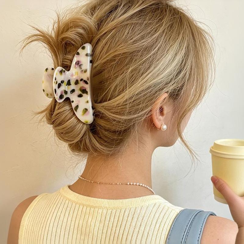 Matte Texture Leopard Print Hair Claw Korean Ombre Floral Hair Gripper Non Slip Strong Hold for Thick Curly Hair