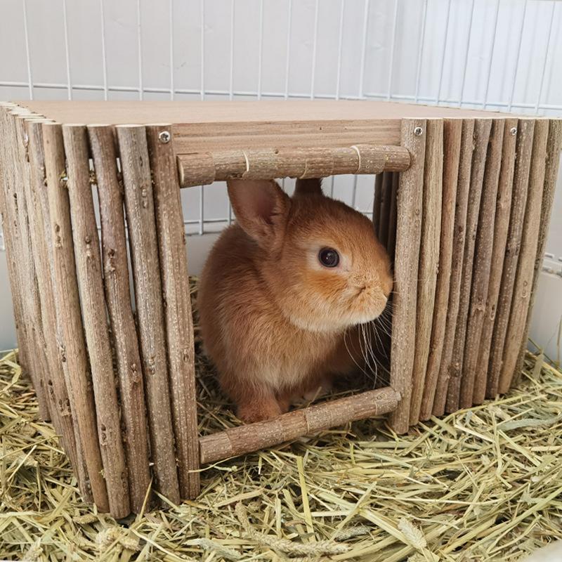 Rabbit Nest, Chinchilla, Guinea Pig Enclosure, Shelter, Natural Teething, Woven Nest with Branches, Platform for Hanging