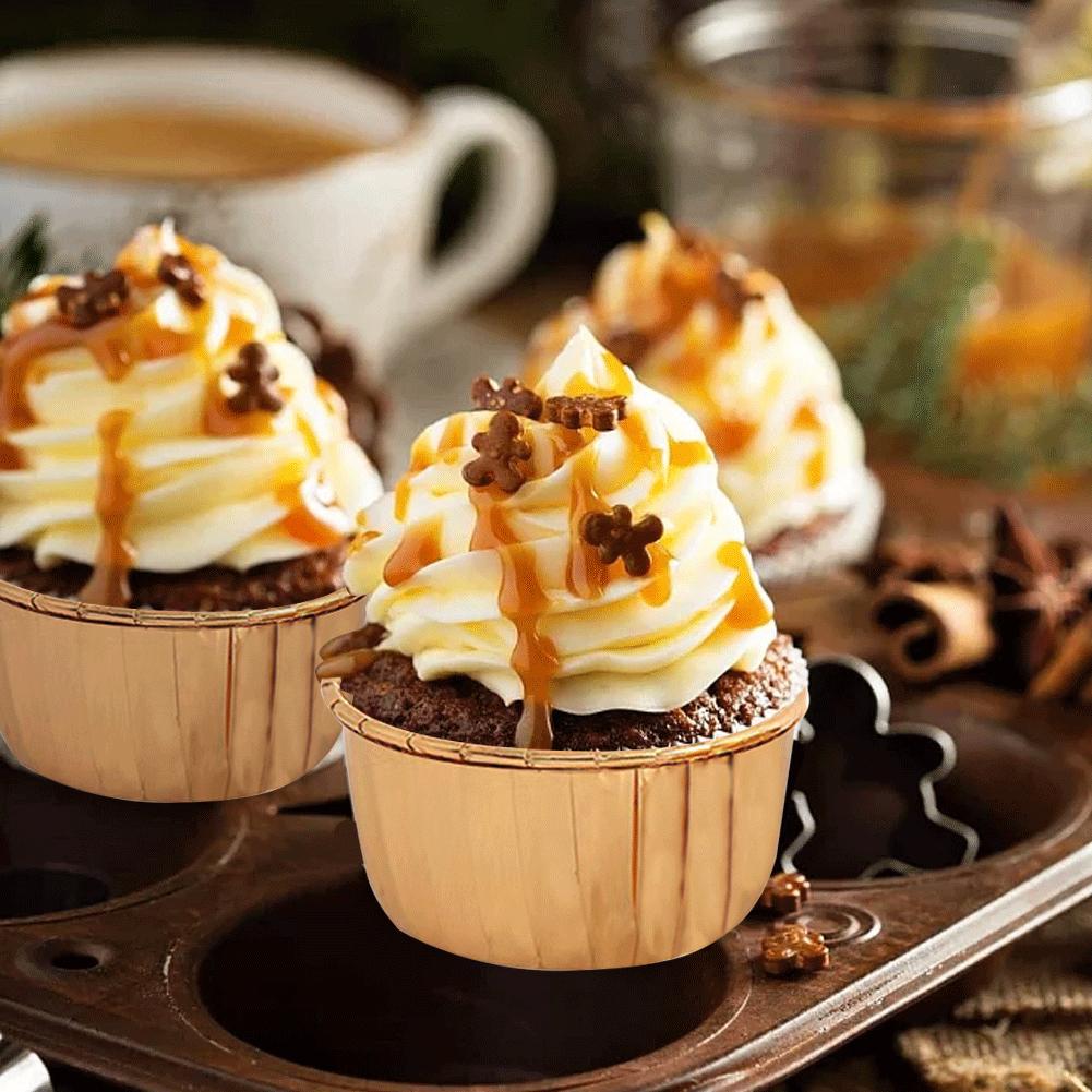 EY# 50 Pcs Cupcake Liners Disposable Ramekins Portable with 50Pcs Lids Baking Cu