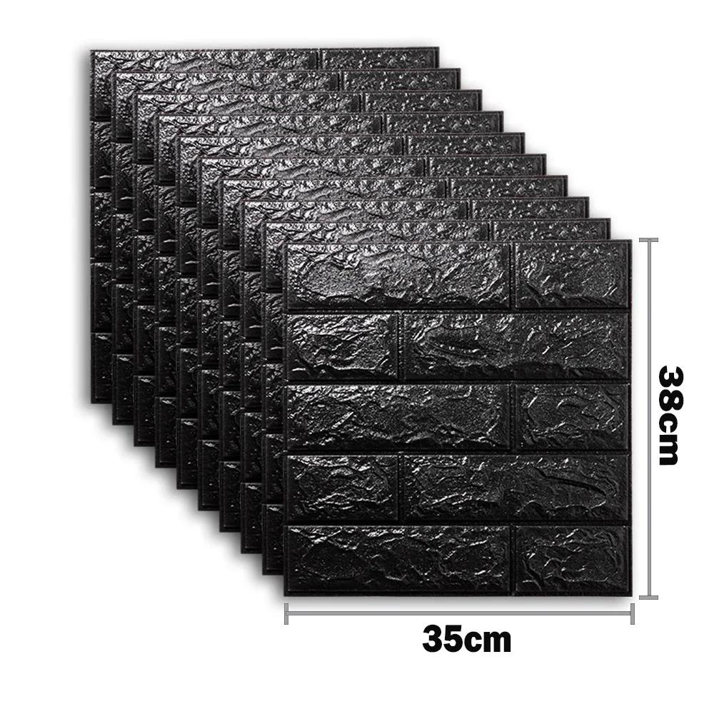 10pcs Self Adhesive Decor 3D Foam Wall Stickers Pane Room Waterproof Peel and Stick Brick Wallpaper for Interior Decoration