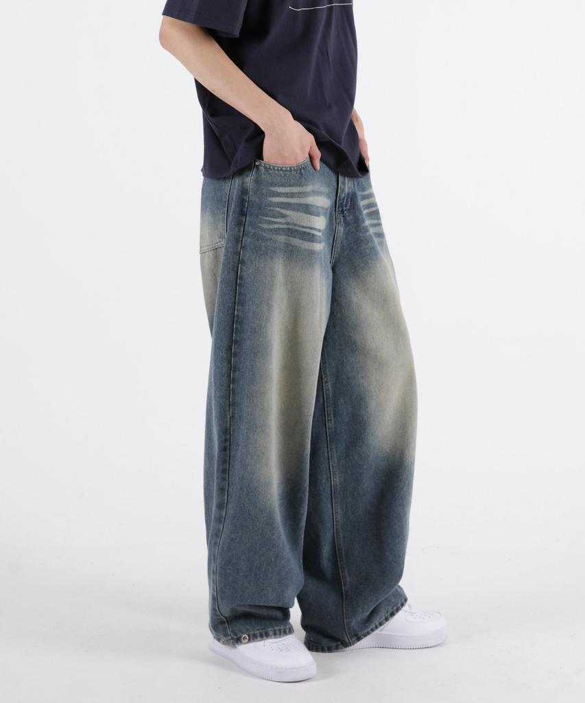 UMM Balloon Fit Snap-Wide Washed Denim Pants 3 Colors
