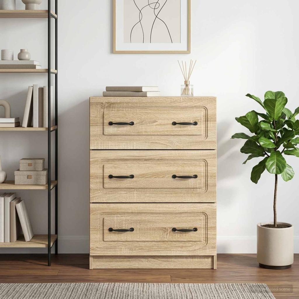 Drawer Cabinet In Sonoma Oak Finish 66 X 34.5 X 87 Cm Particleboard