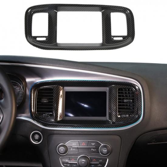Interior GPS Navigation Panel Cover Trim For Dodge Charger 2015+ Carbon Fiber