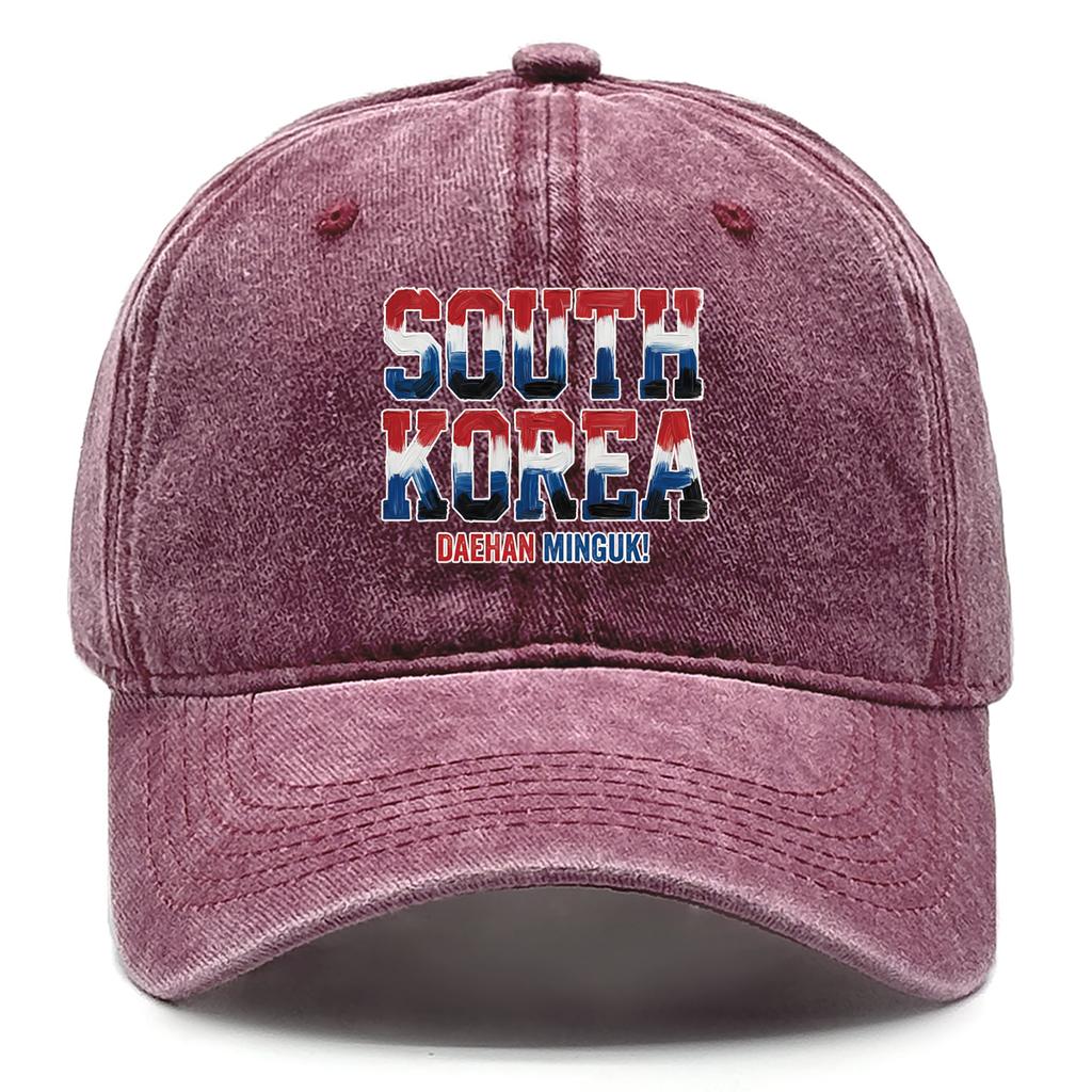 South Korea Flag Printed Baseball Cap Adjustable Sun Hat Fashion Unisex Raw Brim Casual Sports Hat For Street Style Camping