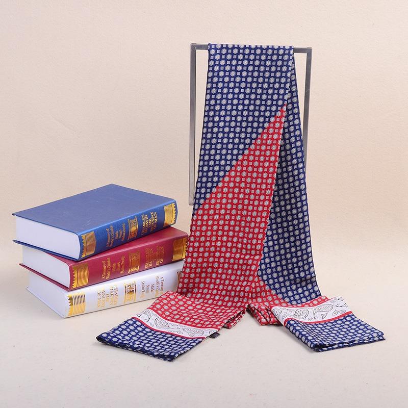 Autumn and winter new silk trend double-sided scarf long business silk scarf men's plaid printing gift