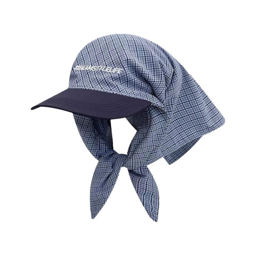 

Fashion Korean Style Headscarf Baseball Hat Plaid Y2k Strappy Scarf Hat Spicy Girls Retro Scarf Baseball Cap Street темно-синього кольору