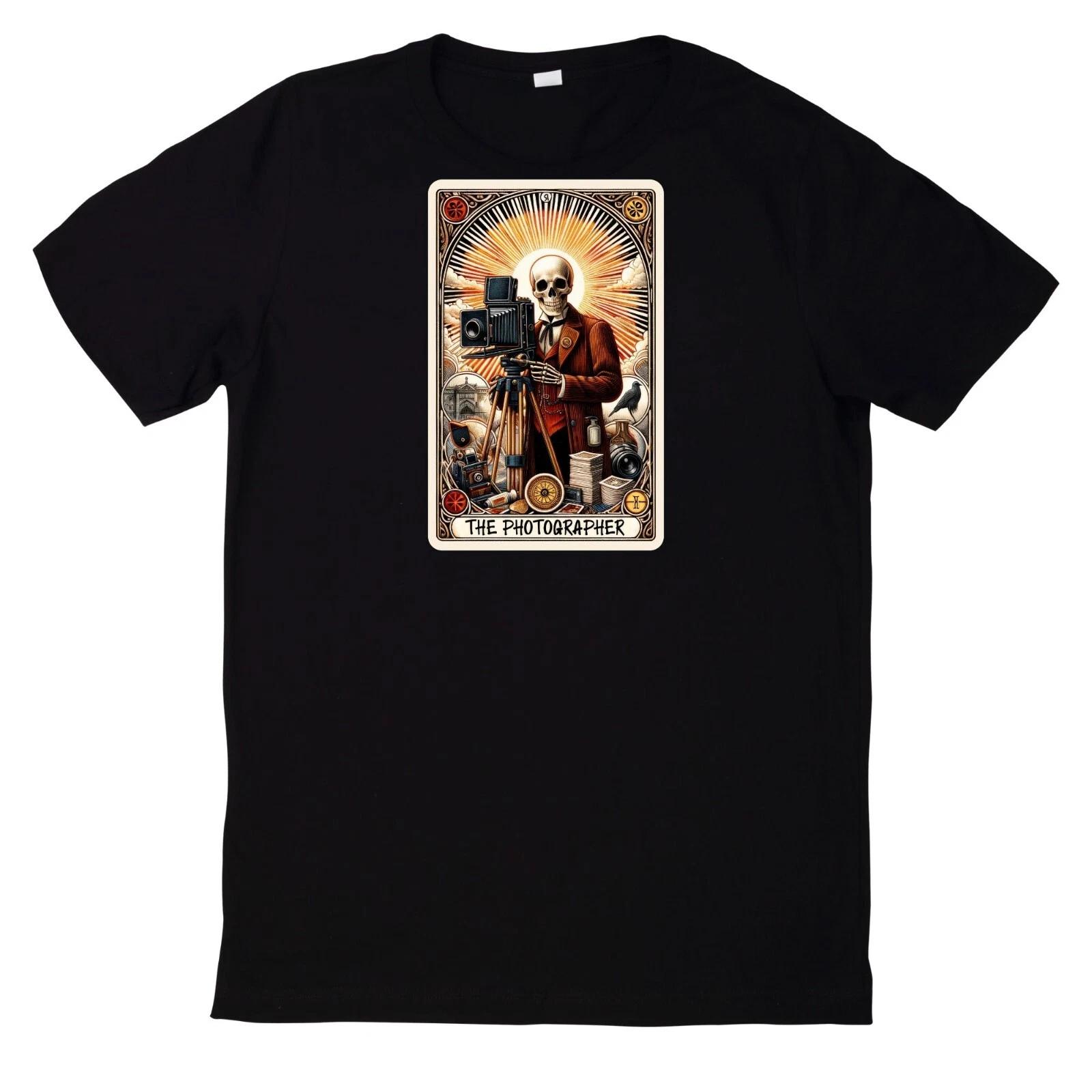 T-Shirt Lustiges Fotograf Skelett Tarot Karte Motiv XL