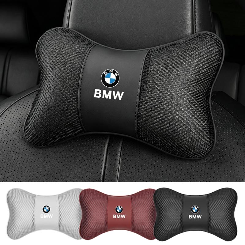 CXVA5 Car Seat Headrest Ice Silk Neck Pillow For BMW Performance F30 E90 E46 E60 X7 Car Interior Removable Washable Headrest Keychain